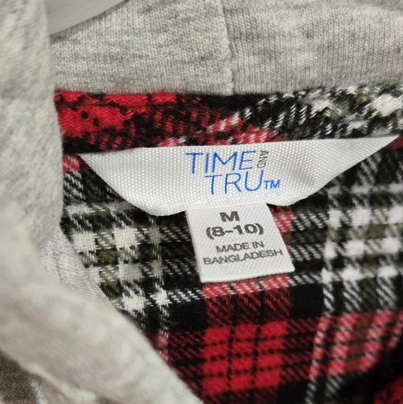 Nwt time & Tru red long sleeve button down flannel with hood - Picture 3 of 4